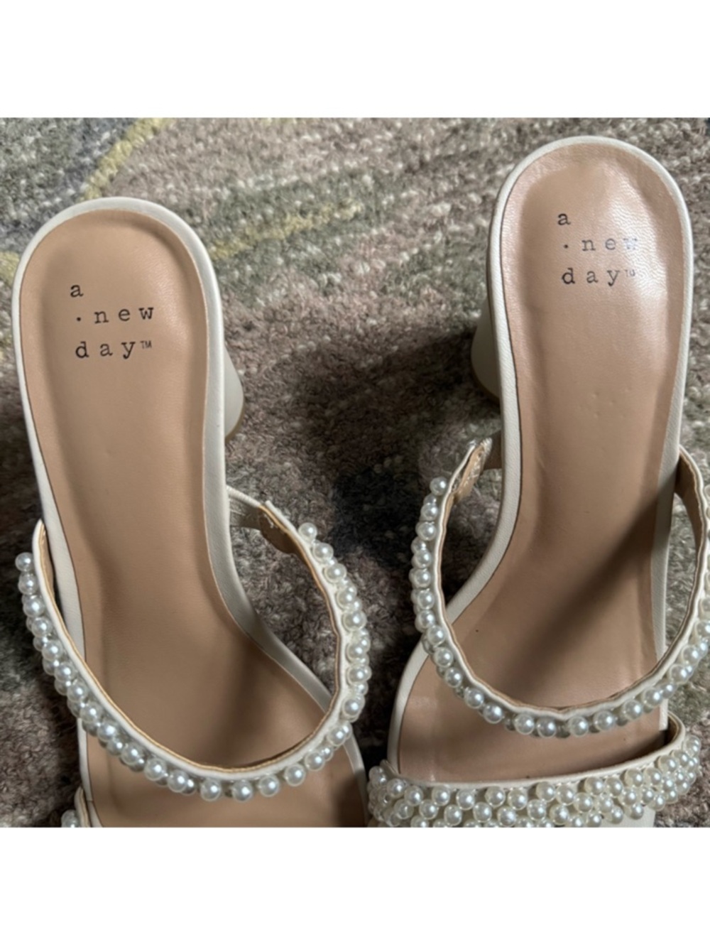 a new day Pearl-Strap White Block Heel Sandals - Picture 2 of 5